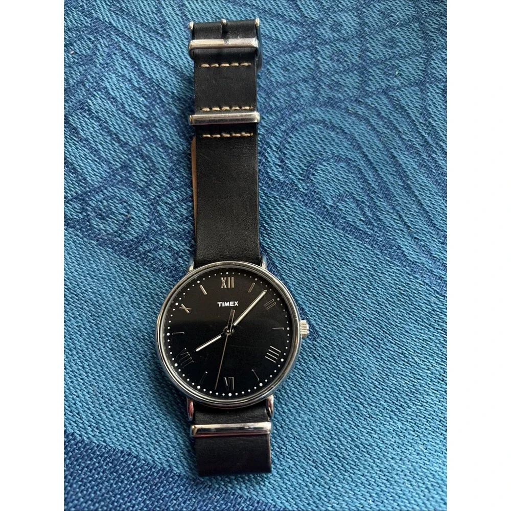 Timex Men TW2R28600 Fashion Black Dial Leather Band Quartz Analog 41mm Watch 8